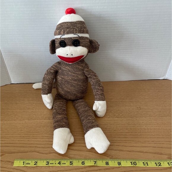 Ty Beanie Buddies Socks the Sock Monkey Plush Brown 2011 Knit Toy 16 Inch - Picture 8 of 8
